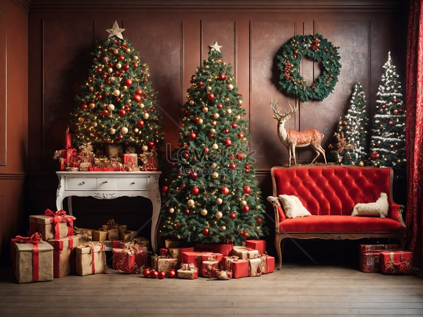 Christmas Living Room Interior With A Fireplace A Christmas Tree And