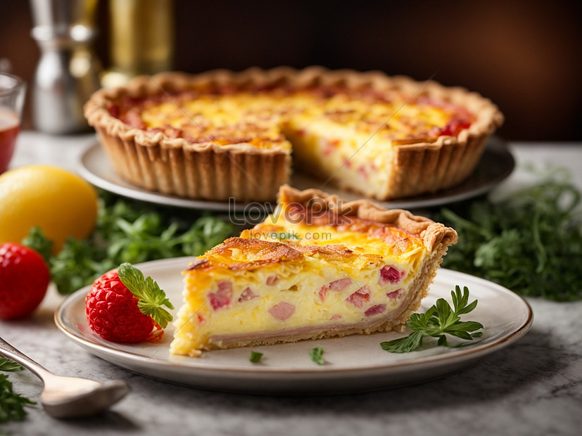 Delicious Quiche Lorraine French Rich And Buttery Pastry With Bacon