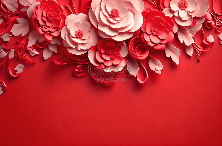 Flower Red Border Background Shadow D Ornament Wedding Frame Wallpaper