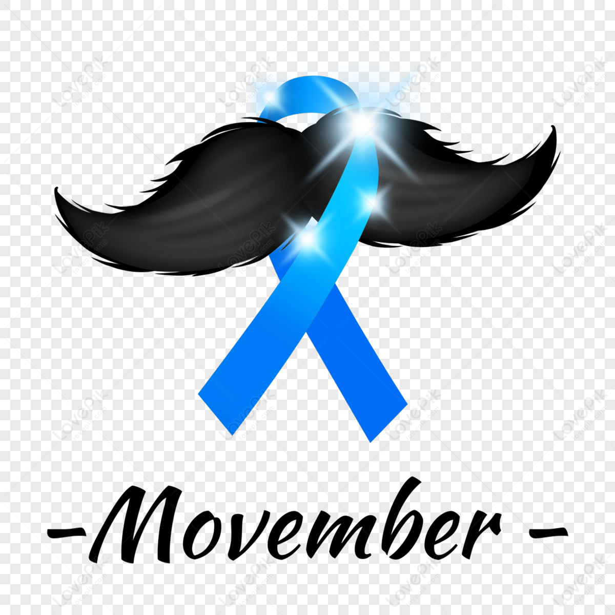 Shiny Movember Blue Silk And Black Beard Shining Transparent Image