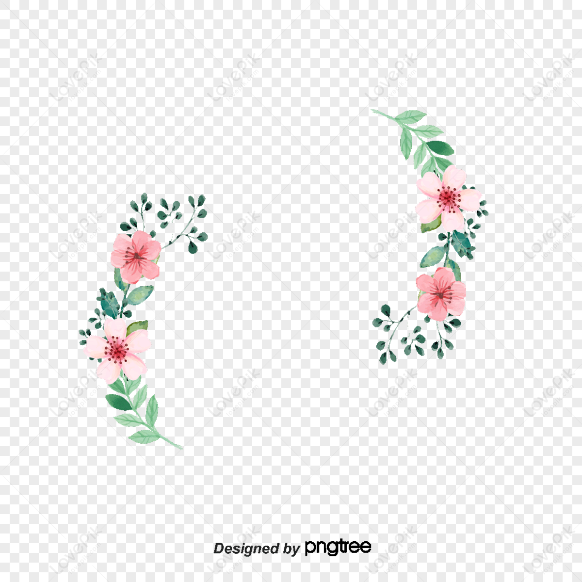 Pink Floral Border Simple Style Wildflower Border Abstract Border PNG