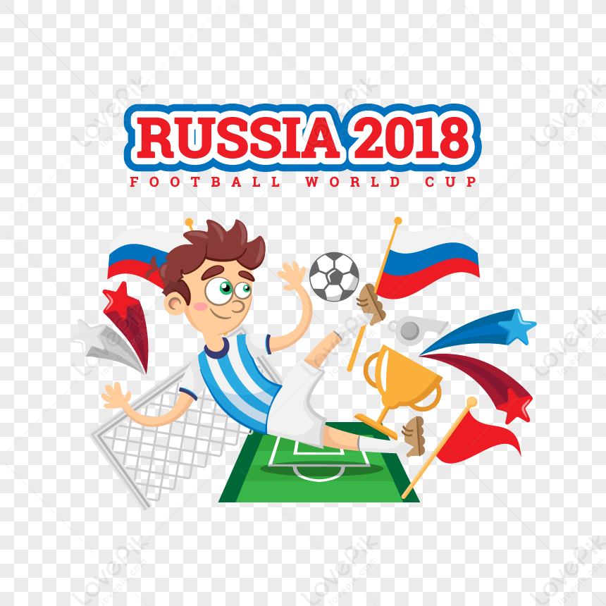 Soccer Player Surrounded By Soccer Elements Russia World Cup