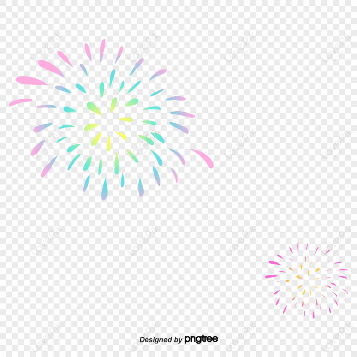 Cartoon Beautiful Fireworks Celebration New Year Jubilation Free Png