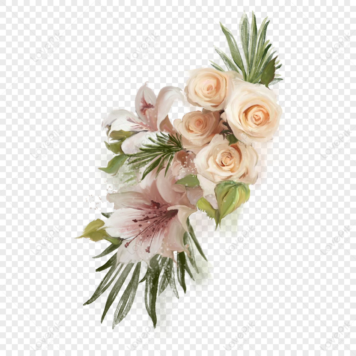 Rose White Rose Lily Beam Elements Plant Leaf PNG Transparent And