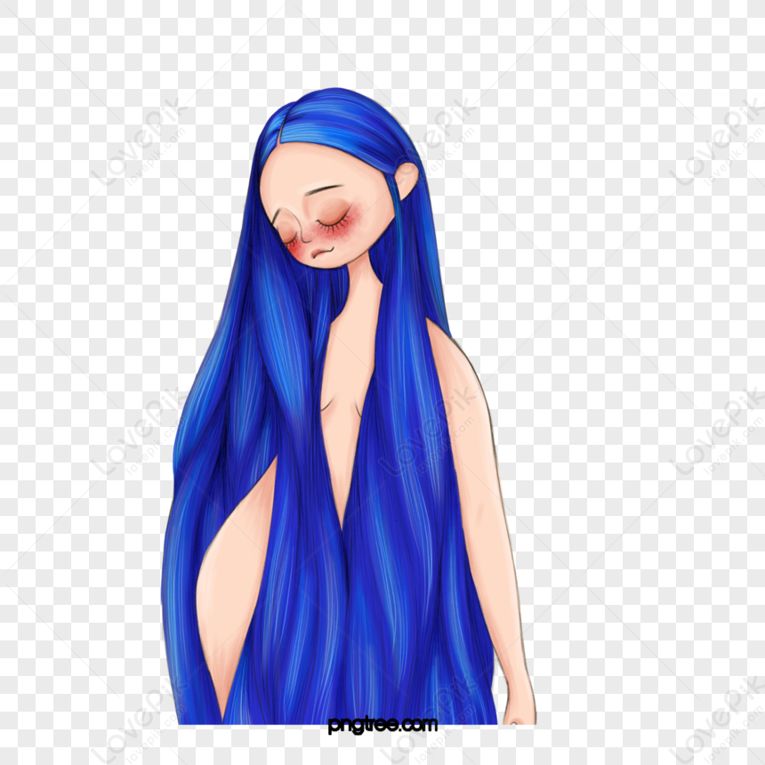 Blue Long Hair Nude Female Nudes Naked Nake Png Transparent Background