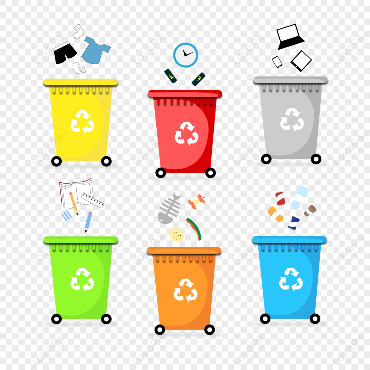 Multi Color Garbage Bin Png Images With Transparent Background Free