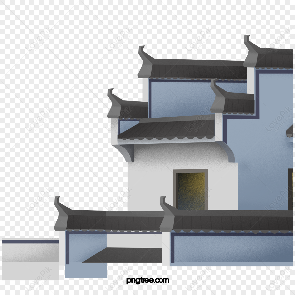 Chinese Style Emblem Building Huizhou Architecture Eaves Png Hd