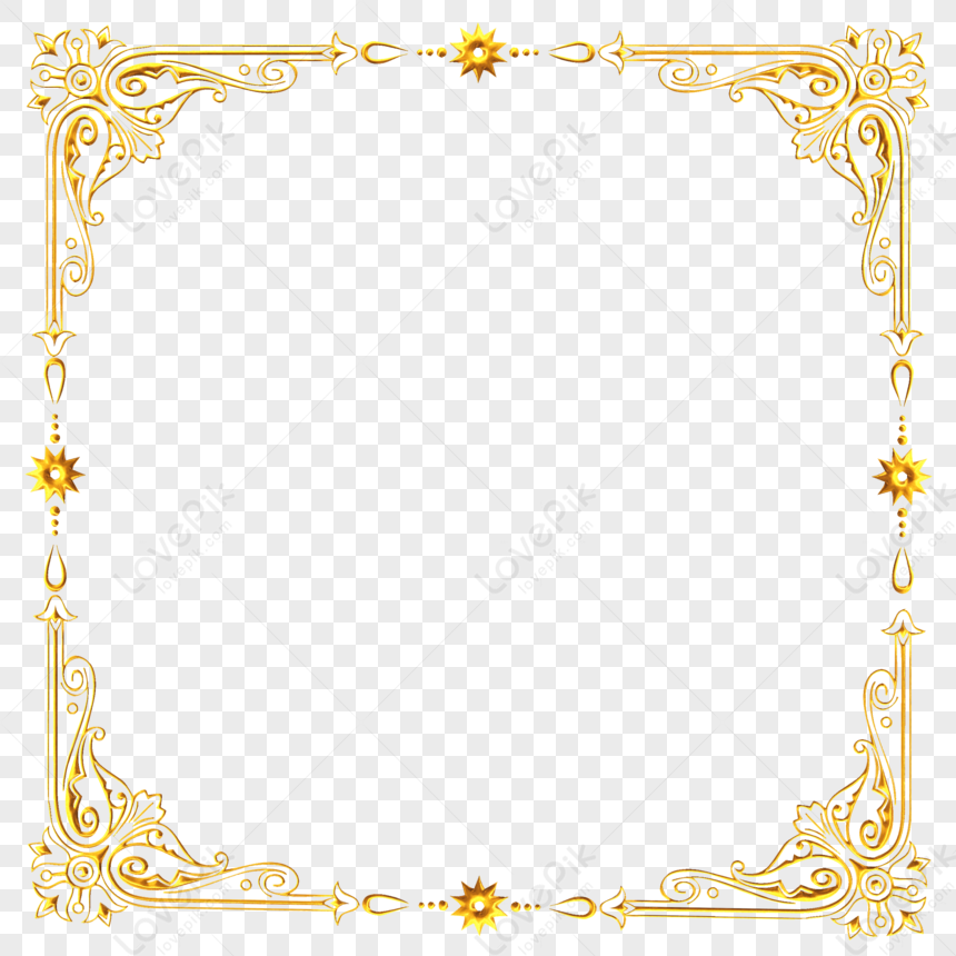 Luxury Golden Art Embossed Border Element Renaissance Classical Png