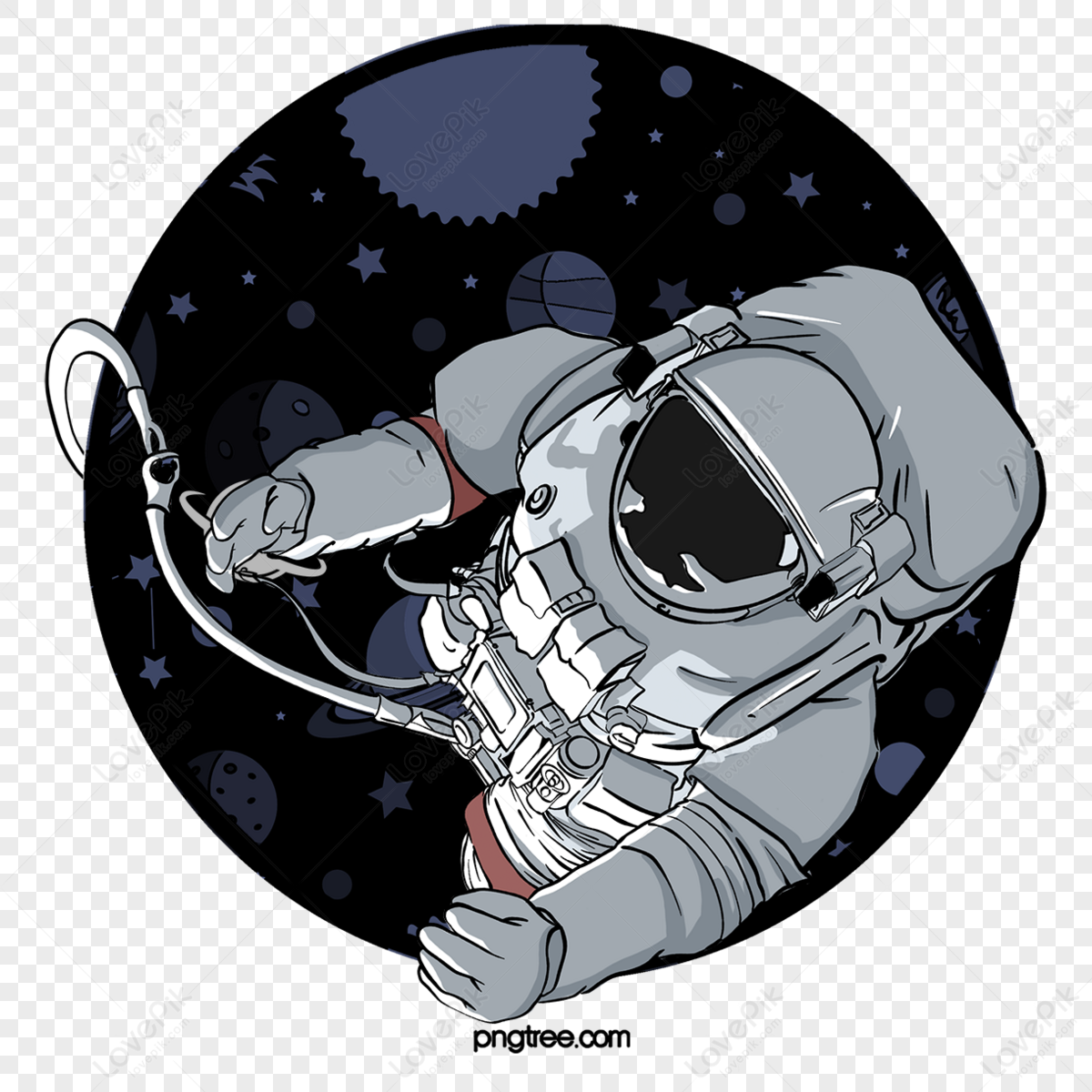 Astronaut Illustration Hand Drawn Sci Fi Elements Paint Hand Star Png