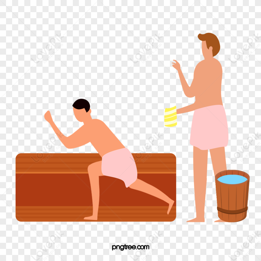 Cartoon Hand Drawn Bath Sauna Character Illustration Bathing Take A