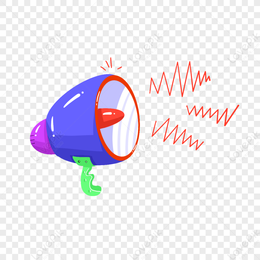 Hand Drawn Style Cobalt Blue Cartoon Megaphone Handle Loudspeaker Png