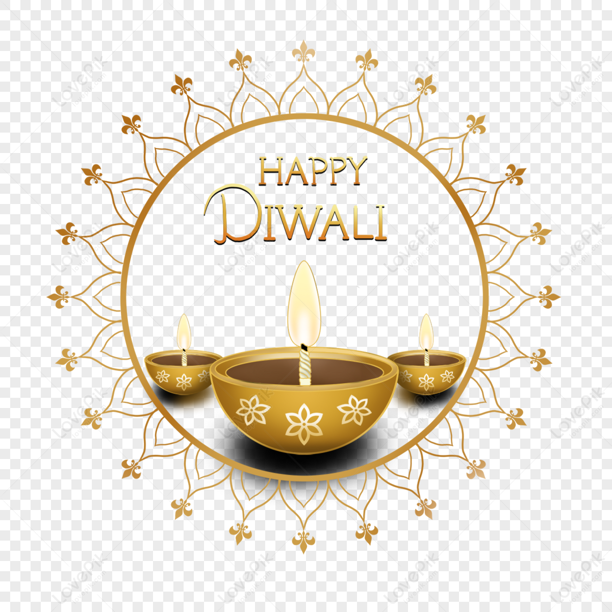 Hand Painted Diwali Lighting Decoration Oil Worship Creative Png Image