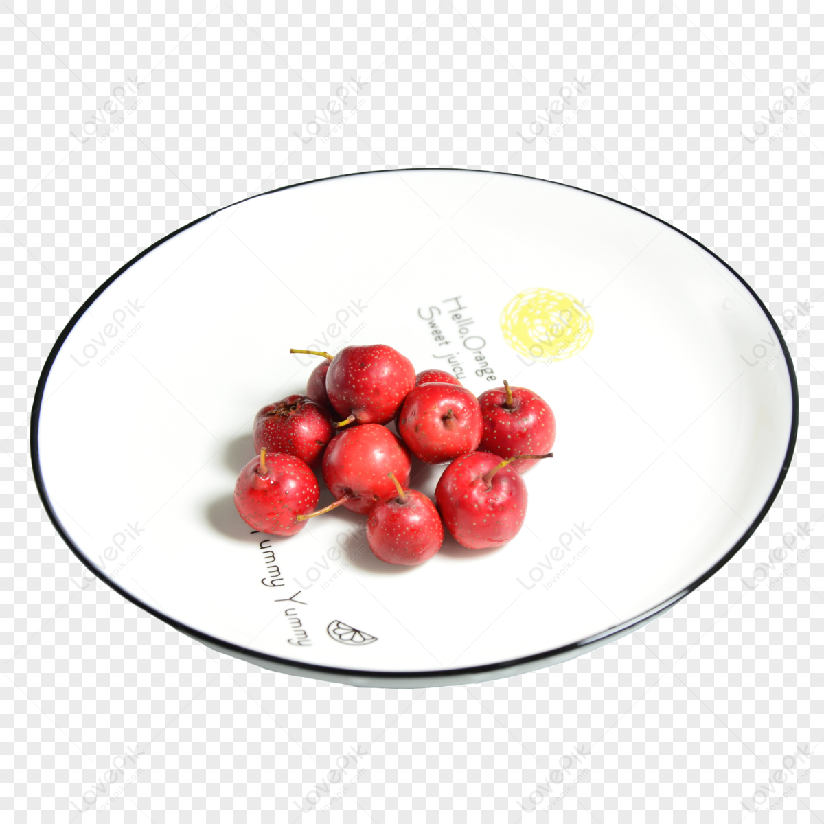 A Plate Of Healthy Red Hawthorn Fresh Fruit Png Transparent Background