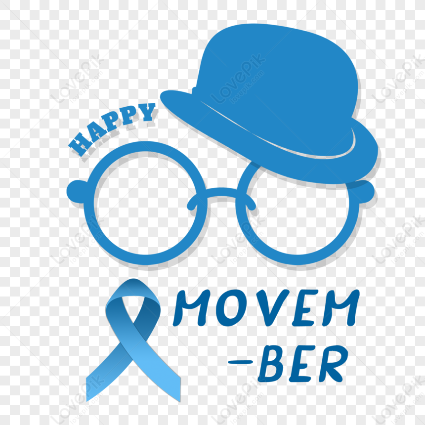 Blue Glasses Beard Month Movember Health Support National PNG