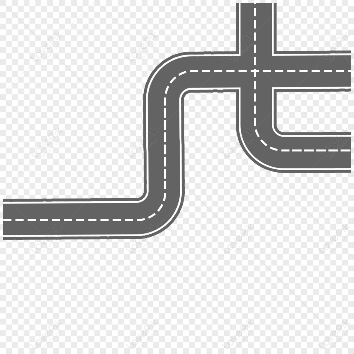 Curved Cartoon Flat Wind Highway City Road Decoration Black Curved