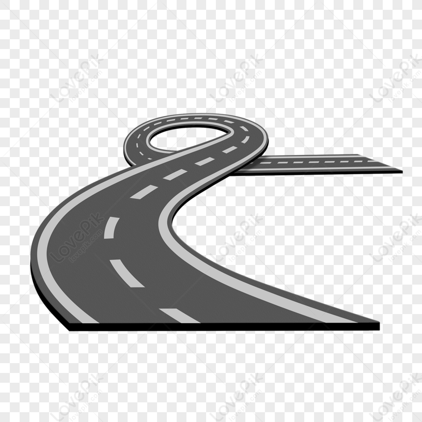 Hand Drawn Flat Curved Road Highway Traffic Road Detour PNG Transparent