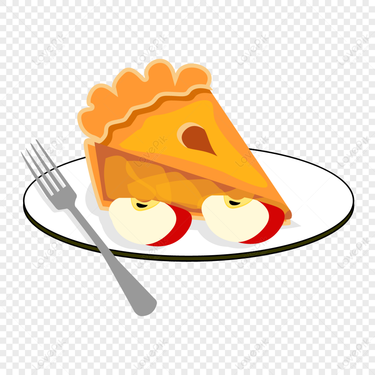 Tenedor Cubiertos Y Tarta De Manzana Clipart desayuno Británico