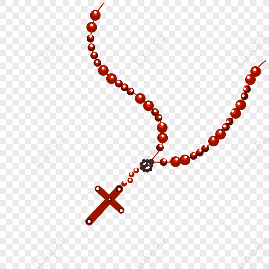 Red Rosary Christ Necklace Clipart Cross Png White Transparent And