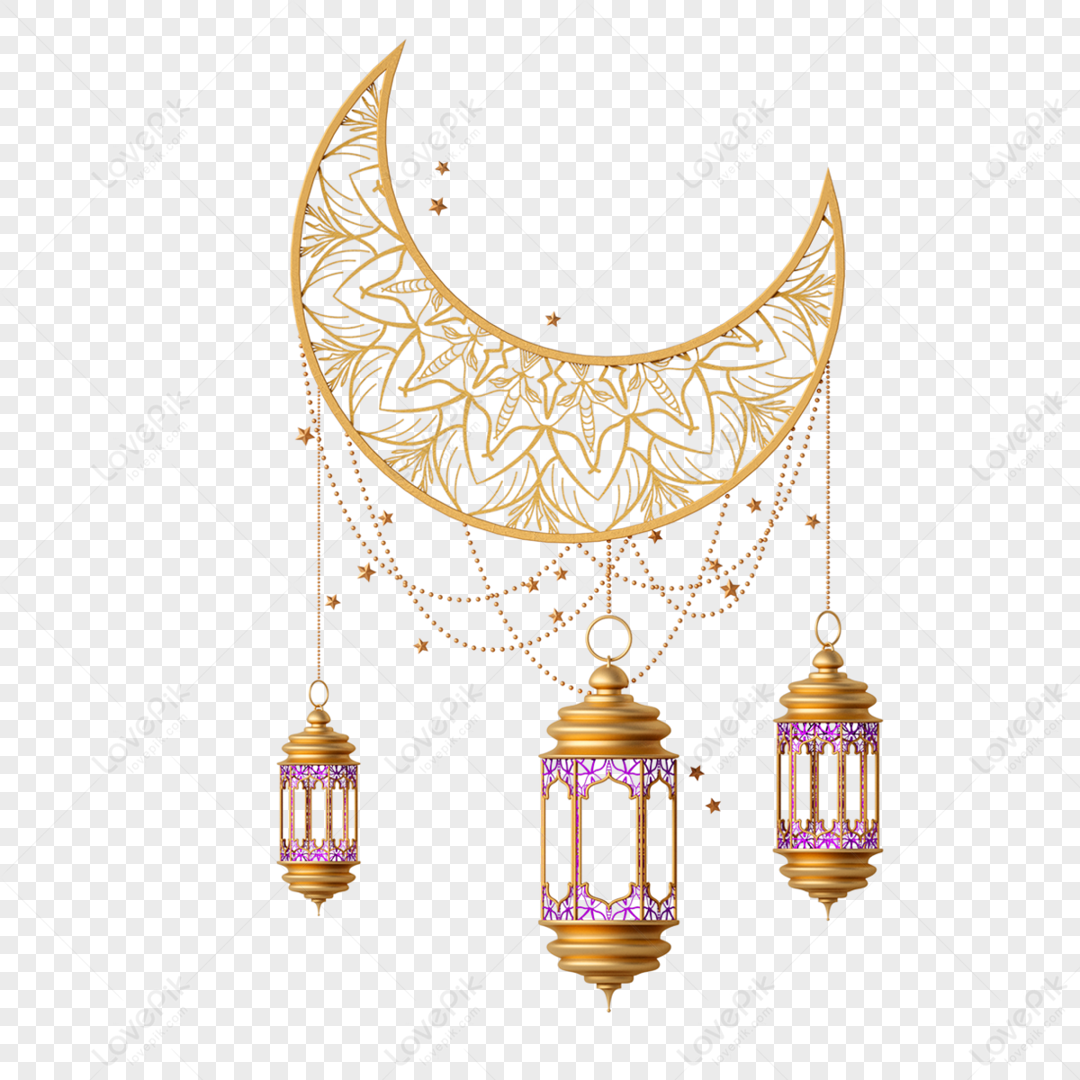 Three Dimensional Eid Mubarak Ramadan Lamp Moon Tassel Eid Mubarak