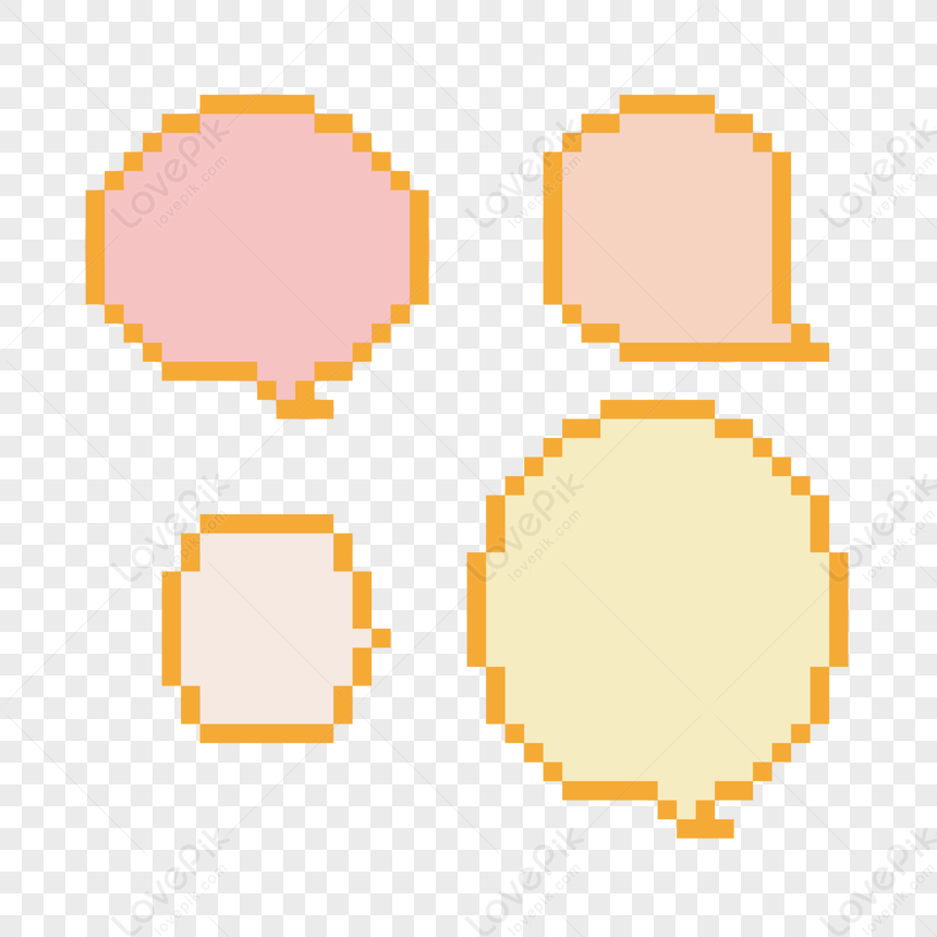 Pixel Art Cute Bubble Text Box Yellow Color Dialog Box PNG Transparent