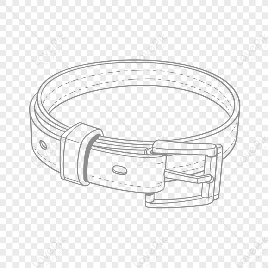 Line Drawing Of The Belt With The Buckle Outline Sketch Vector Png Free