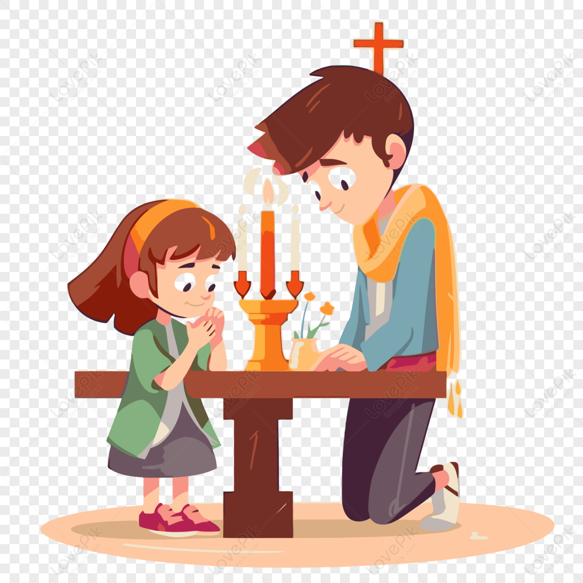 First Reconciliation Cartoon Sticker PNG White Transparent And Clipart