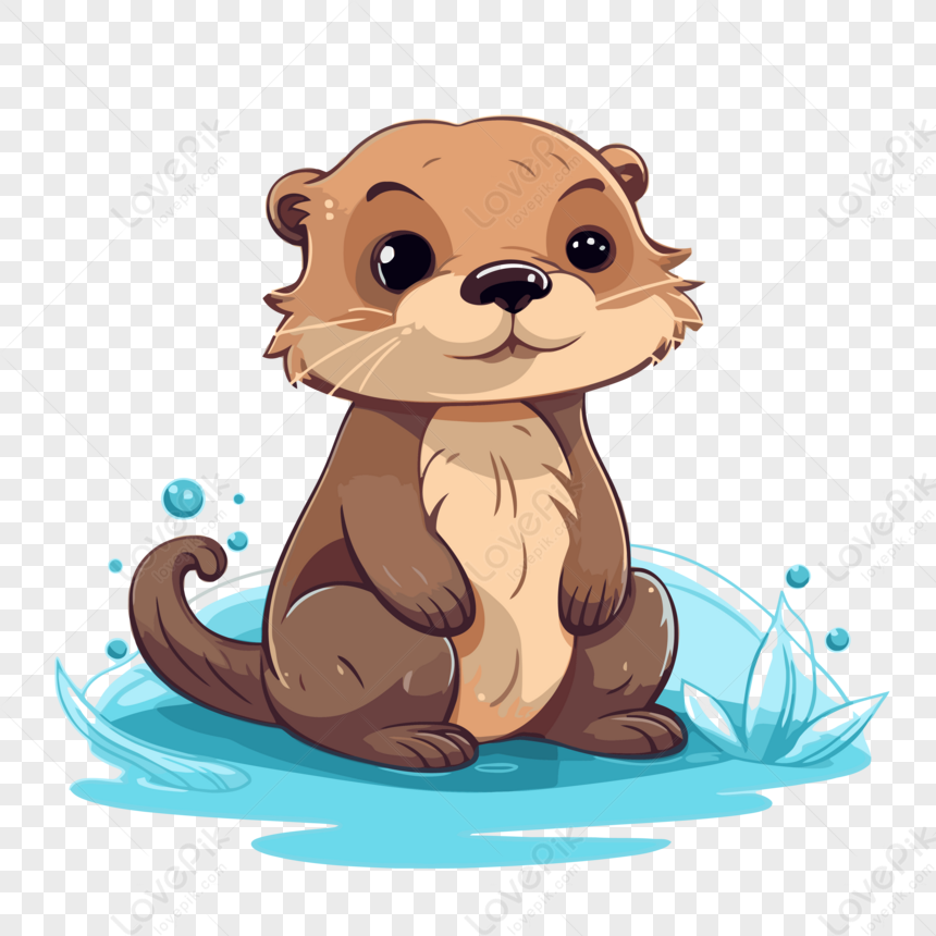 Nutria Clipart Nutria De Dibujos Animados Sentada En El Agua Sobre Un