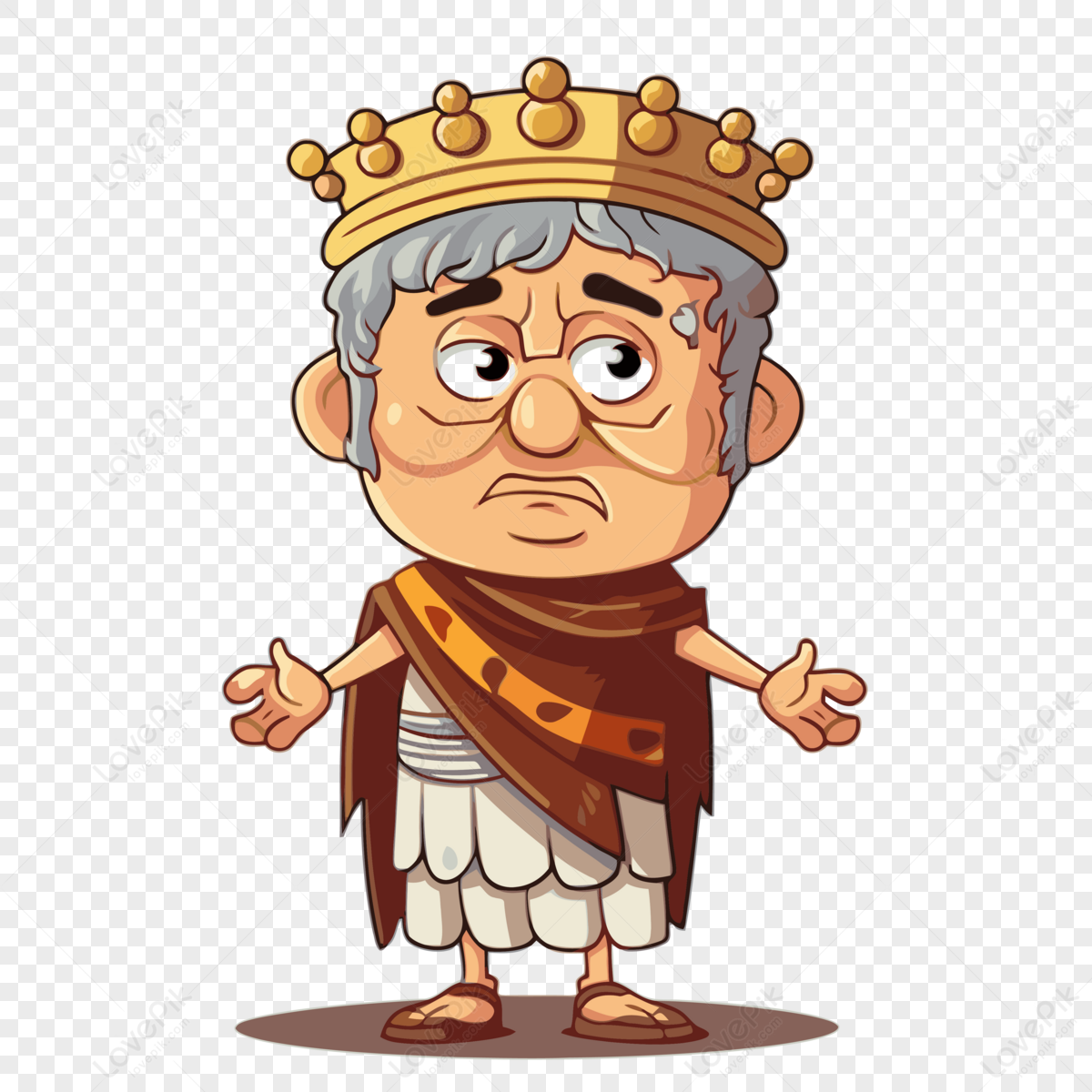 Roman Emperor Clipart Cartoon Greek Elder Man With His Crown Vector PNG