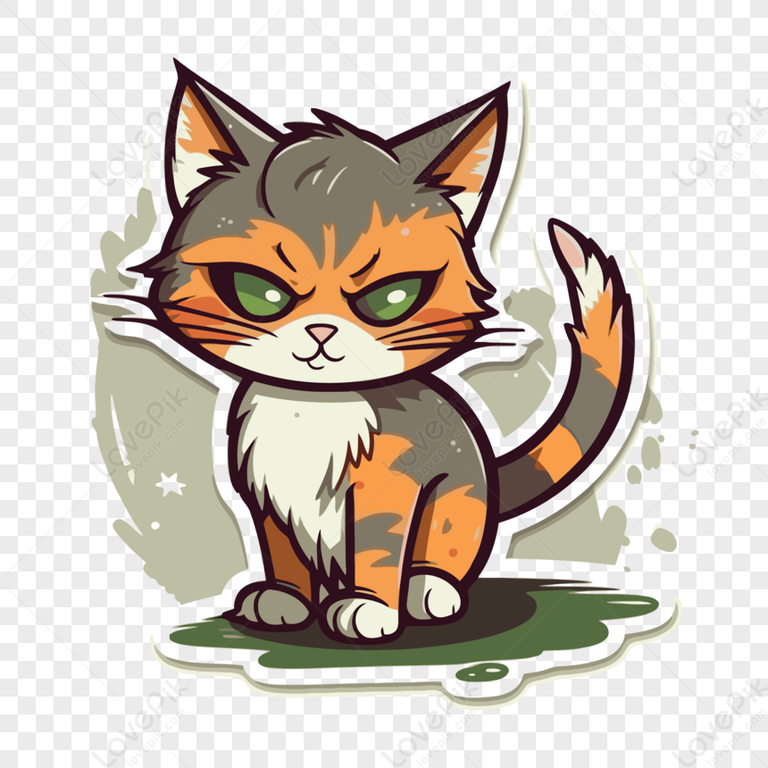 Adesivo De Gato De Desenho Animado Vetor Gato Desenho Animado Clipart