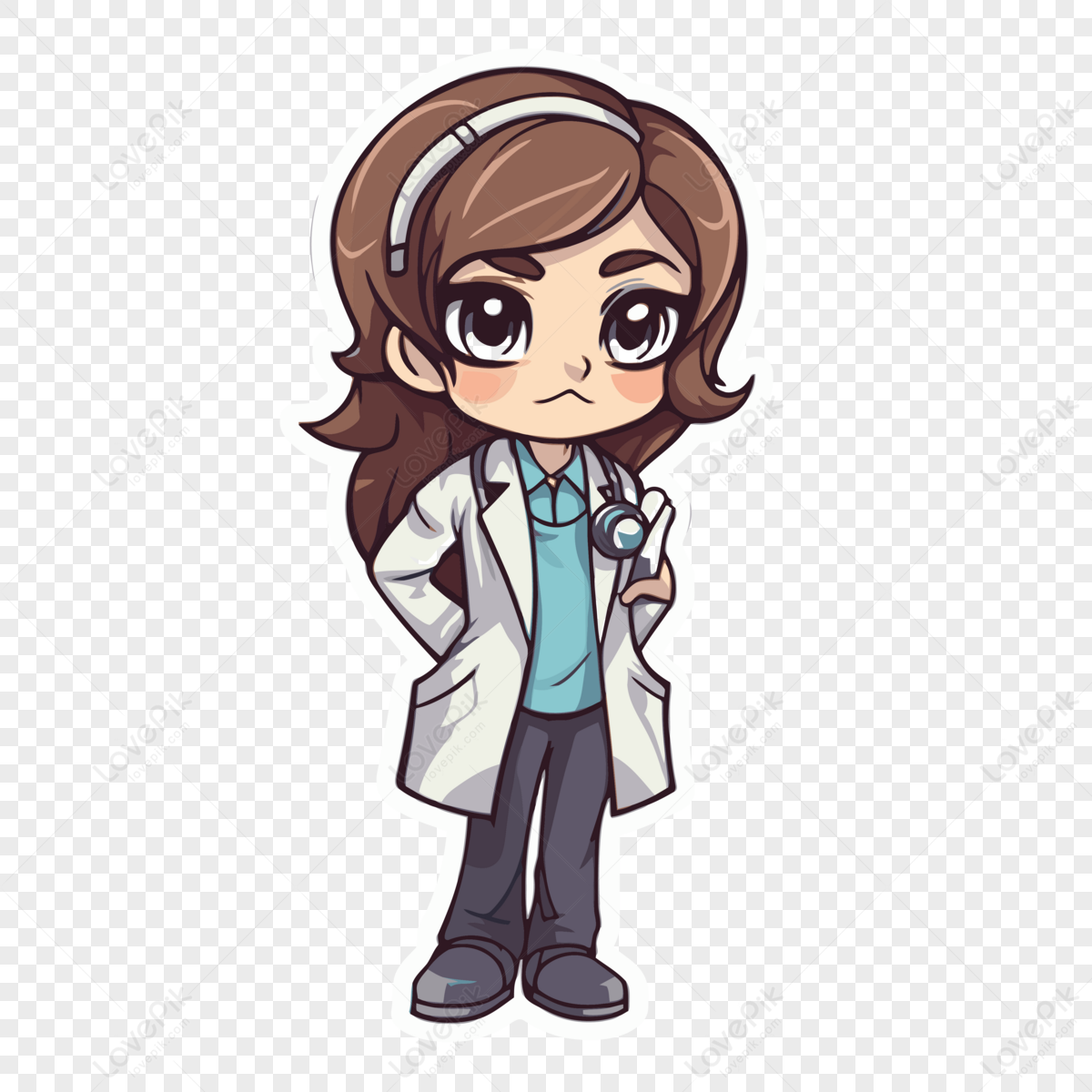 Cartoon Female Doctor Clipart Vector Sticker Png Hd Transparent Image