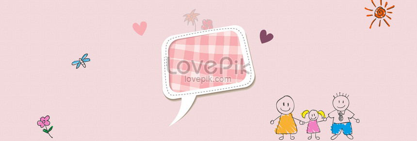手繪風格卡通兒童家庭插畫粉色可愛海報背景圖片素材 Psd圖片尺寸19 650px 高清圖片 Zh Lovepik Com