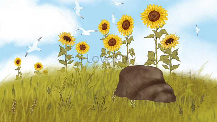 Hand Drawn Cartoon Sunflower Poster Background Download Free | Banner  Background Image on Lovepik | 605595375