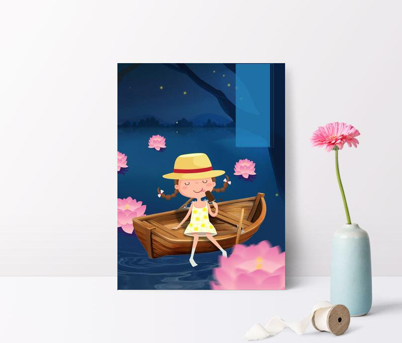 漫画風の強い夏かわいい女の子を置く川ランプポスターの背景イメージ 背景 Id Prf画像フォーマットpsd Jp Lovepik Com