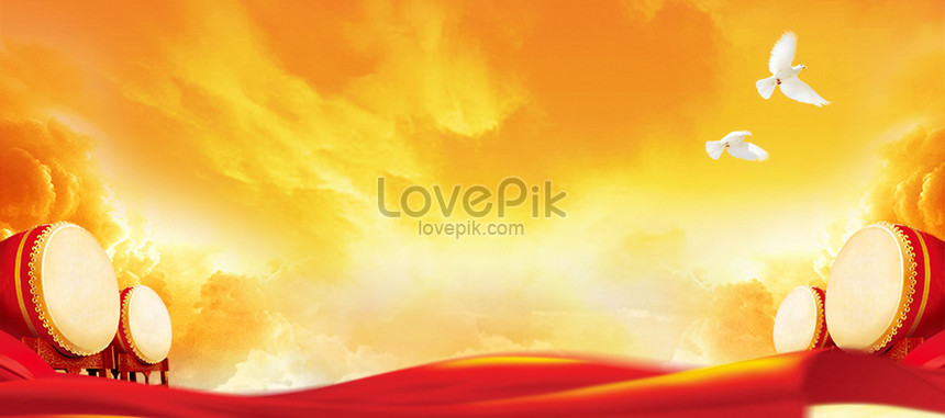 National Day Atmospheric Sunset Banner Background Download Free | Banner  Background Image on Lovepik | 605686643