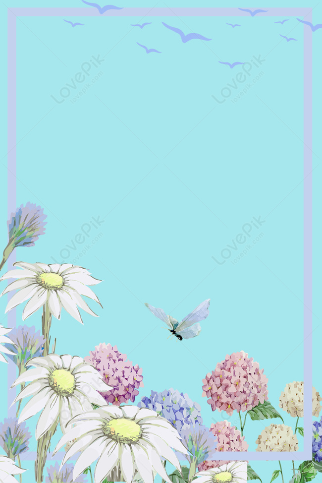 Tiffany Blue Premium Color Hand Drawn Flowers Poster Background Download Free Poster Background Image On Lovepik