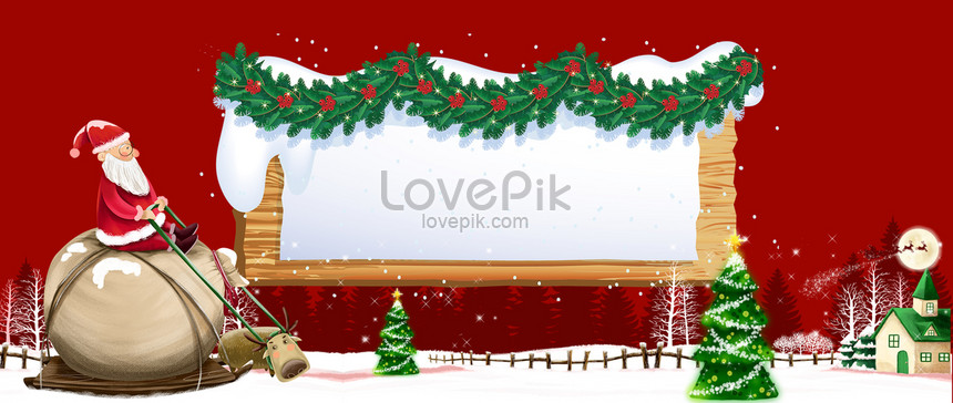 Christmas Red Cartoon Santa Claus Riding Elk Banner Backgrounds Image Picture Free Download 605768560 Lovepik Com