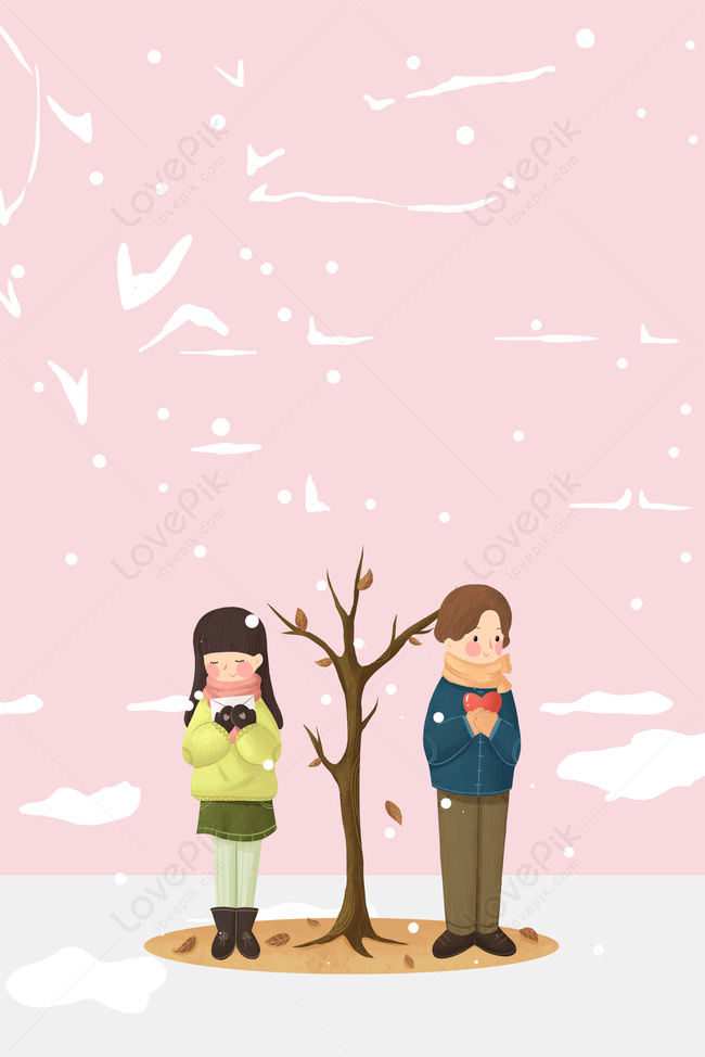 ツリーのデートのシンプルなイラストポスターの下でロマンチックなカップルイメージ 背景 Id Prf画像フォーマットpsd Jp Lovepik Com
