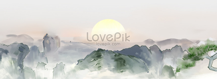 日の出インク風景の背景素材イメージ 背景 Id Prf画像フォーマットpsd Jp Lovepik Com