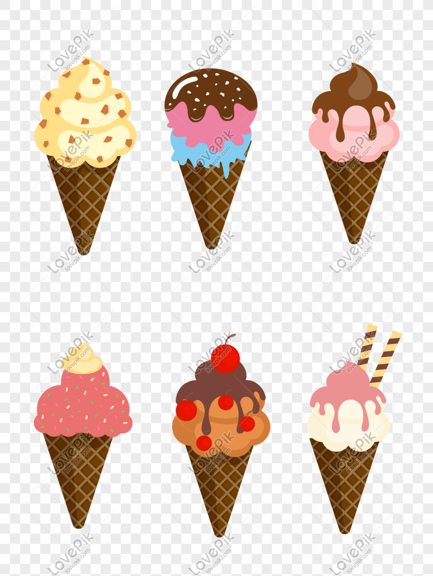 6 Cartoon Cone Ice Cream Vector PNG Transparent And Clipart Image For Free  Download - Lovepik | 726732886