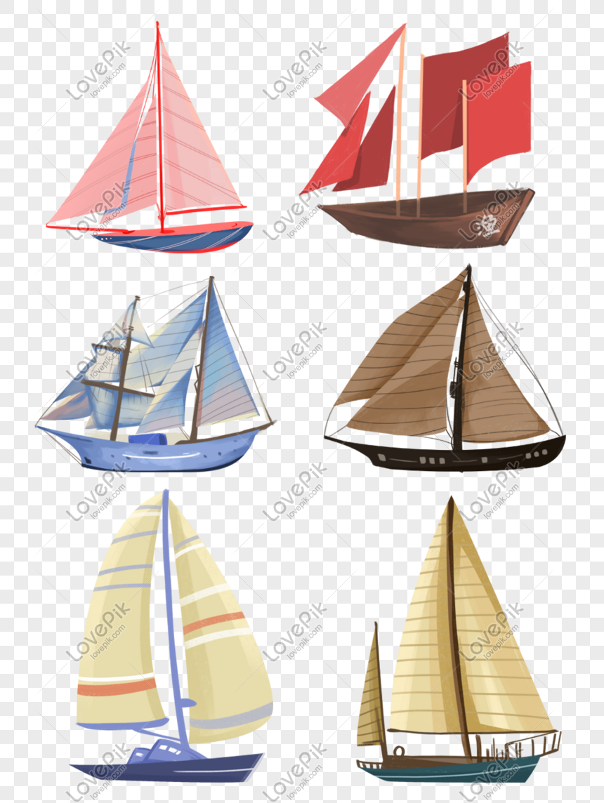 Hand-painted color sailing yacht PNG material, Sailing, yacht, ship png picture