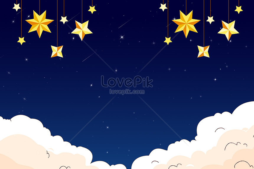 Cartoon night sky background creative image_picture free download  