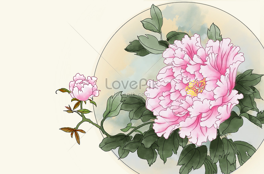 純粋な手描きの牡丹の花のイラストイメージ 図 Id Prf画像フォーマットpsd Jp Lovepik Com