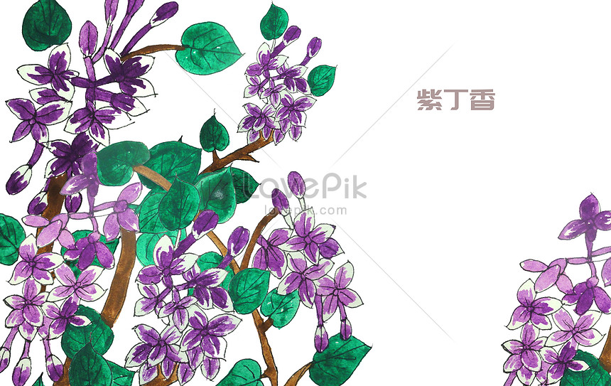手描きの水彩画のライラック色の花イメージ 図 Id Prf画像フォーマットpsd Jp Lovepik Com