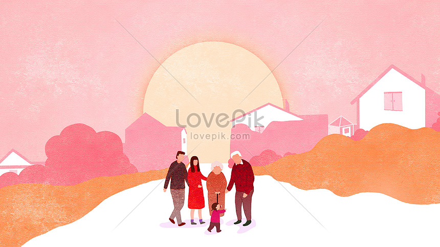 漫画二重陽祭り家族の再会日没のイラストイメージ 図 Id Prf画像フォーマットpsd Jp Lovepik Com