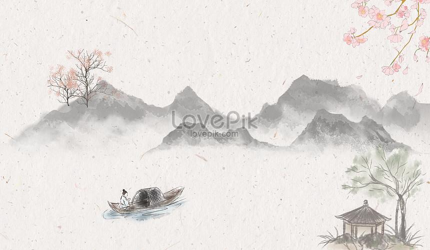 Chinese Landscape Ink Painting Stock Photo, Picture and Royalty