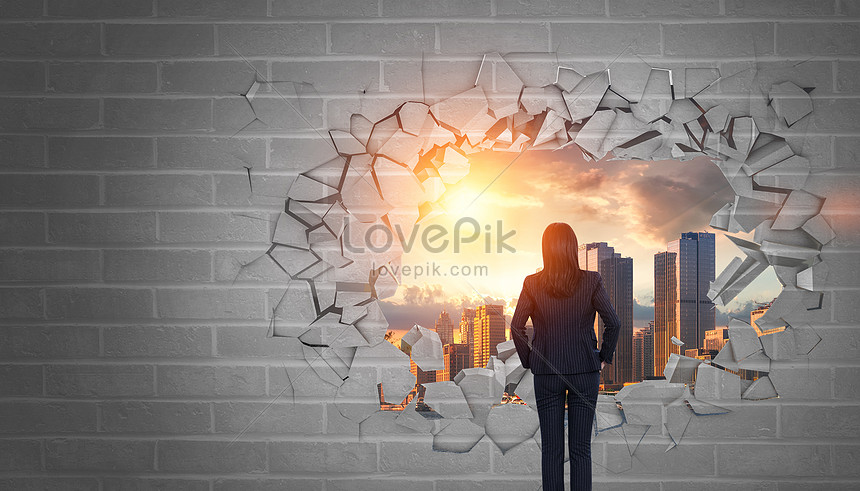 Break The Brick Wall And Open The New World Creative Image Picture Free Download Lovepik Com