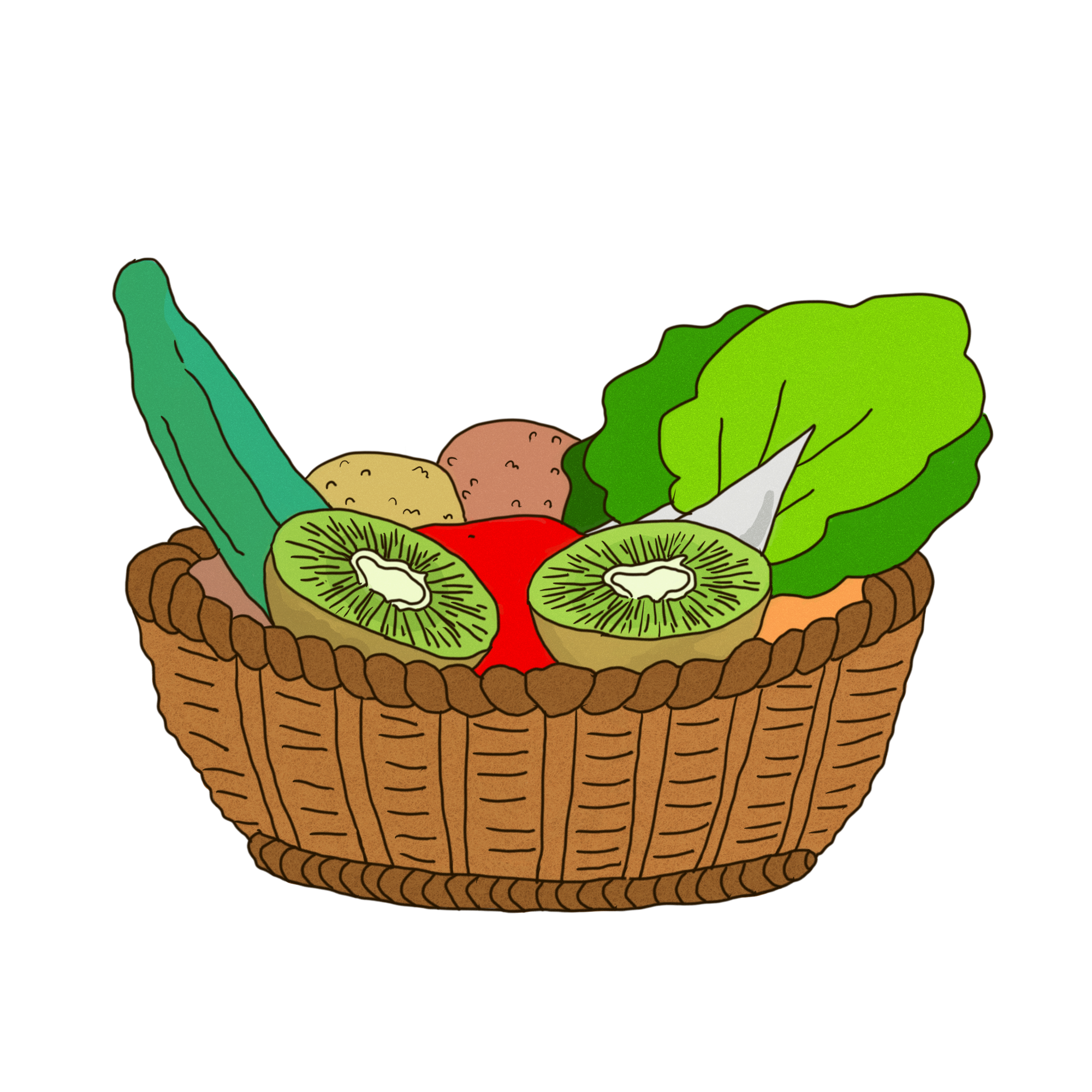 Vegetable basket drawing Cut Out Stock Images & Pictures - Alamy