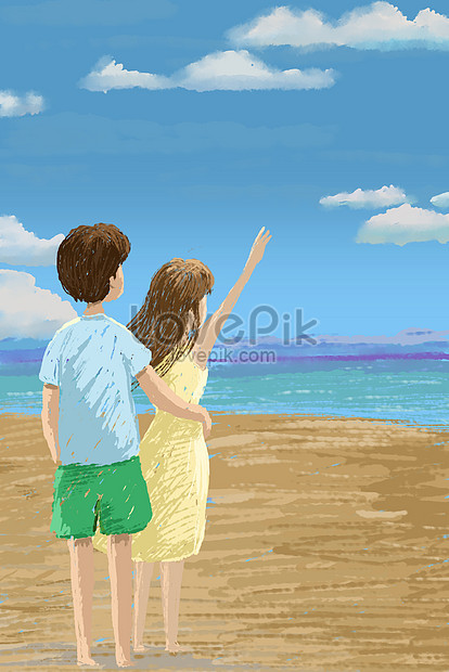 Pareja Romántica Junto Al Mar Viendo Mar Ilustración | PSD ilustraciones  imagenes descarga gratis - Lovepik