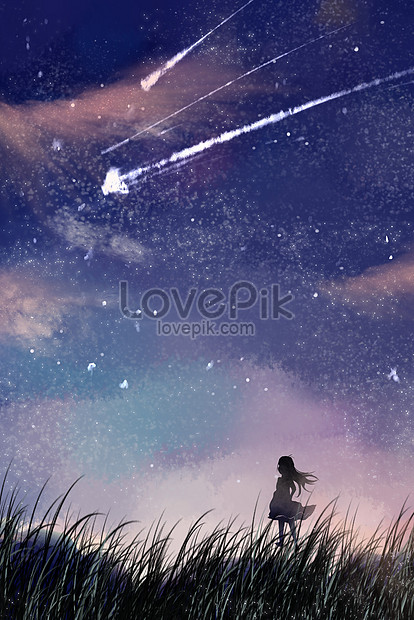夏の夜の星空美しいイラストイメージ 図 Id Prf画像フォーマットjpg Jp Lovepik Com