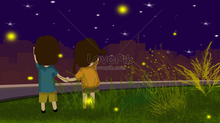 夏の夜空フラットイラストイメージ 図 Id Prf画像フォーマットjpg Jp Lovepik Com
